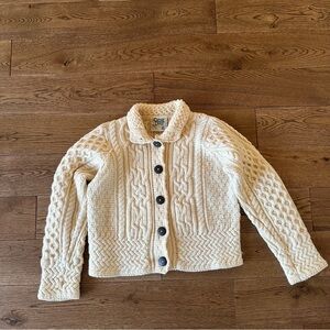 Vintage 100% Pure New Wool Chunky Knit Cardigan Sweater Small Made In Scotland